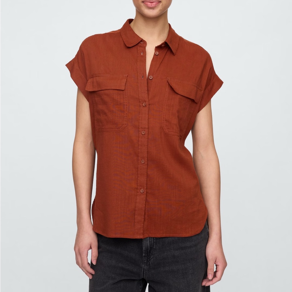 GAP smoked paprika brown utility shirt